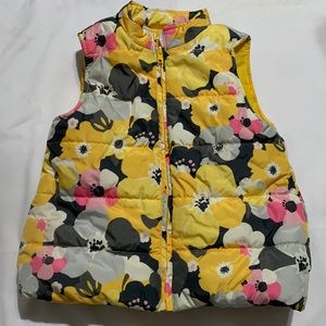 Little girls Gymboree yellow floral puffy vest